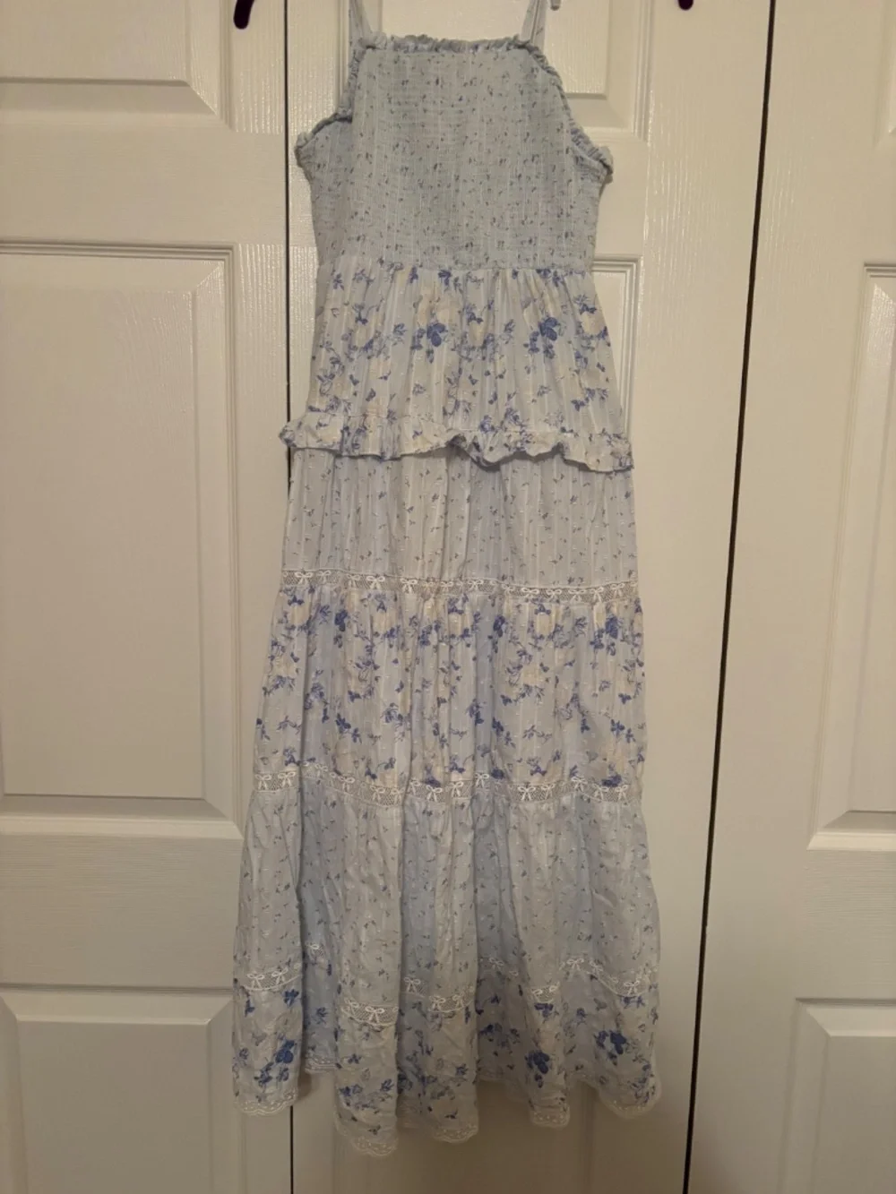 LoveShackFancy Girls Stella Budding Florals Tiered Maxi Dress.